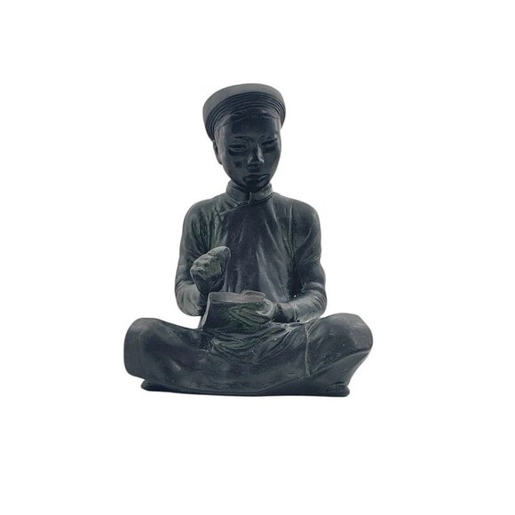 Scholar Figurine Asian Wiseman Statue Vintage Oriental Decor